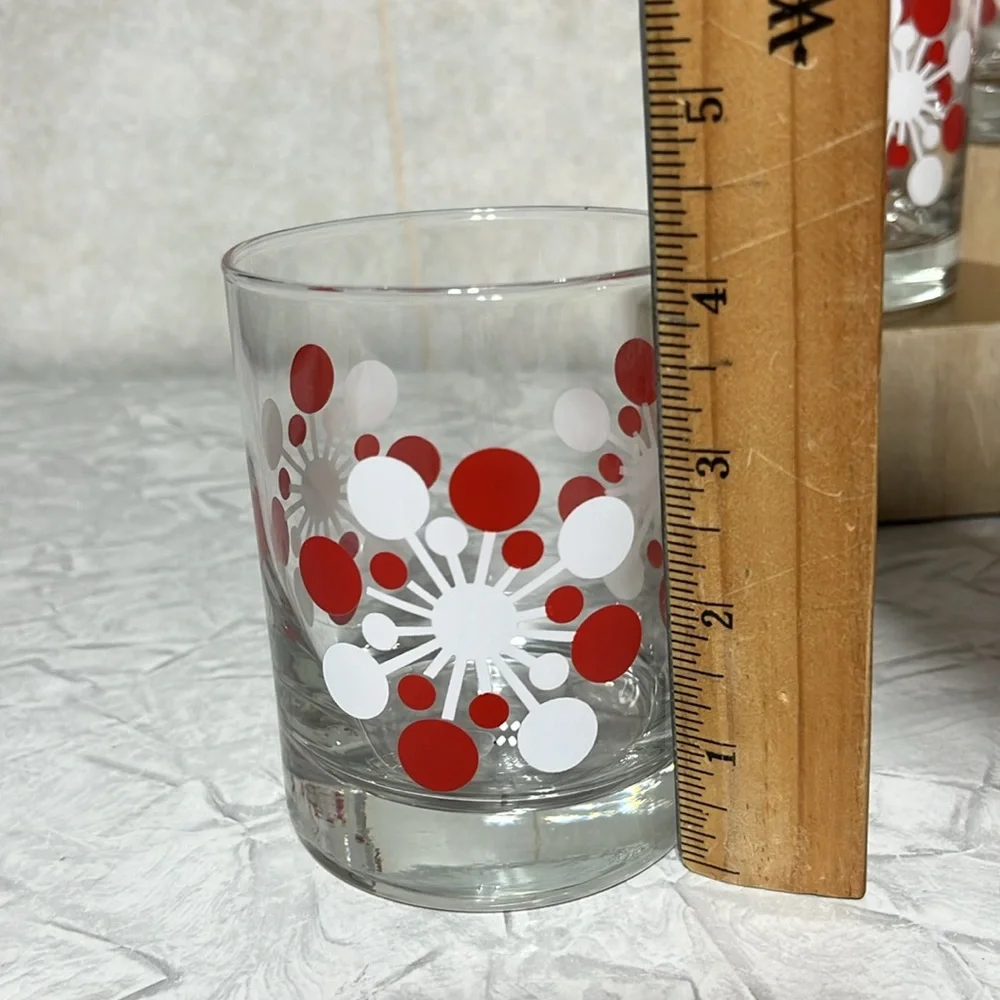 Set of 4 Crate&Barrel Atomic snowflake double old fashion glasses